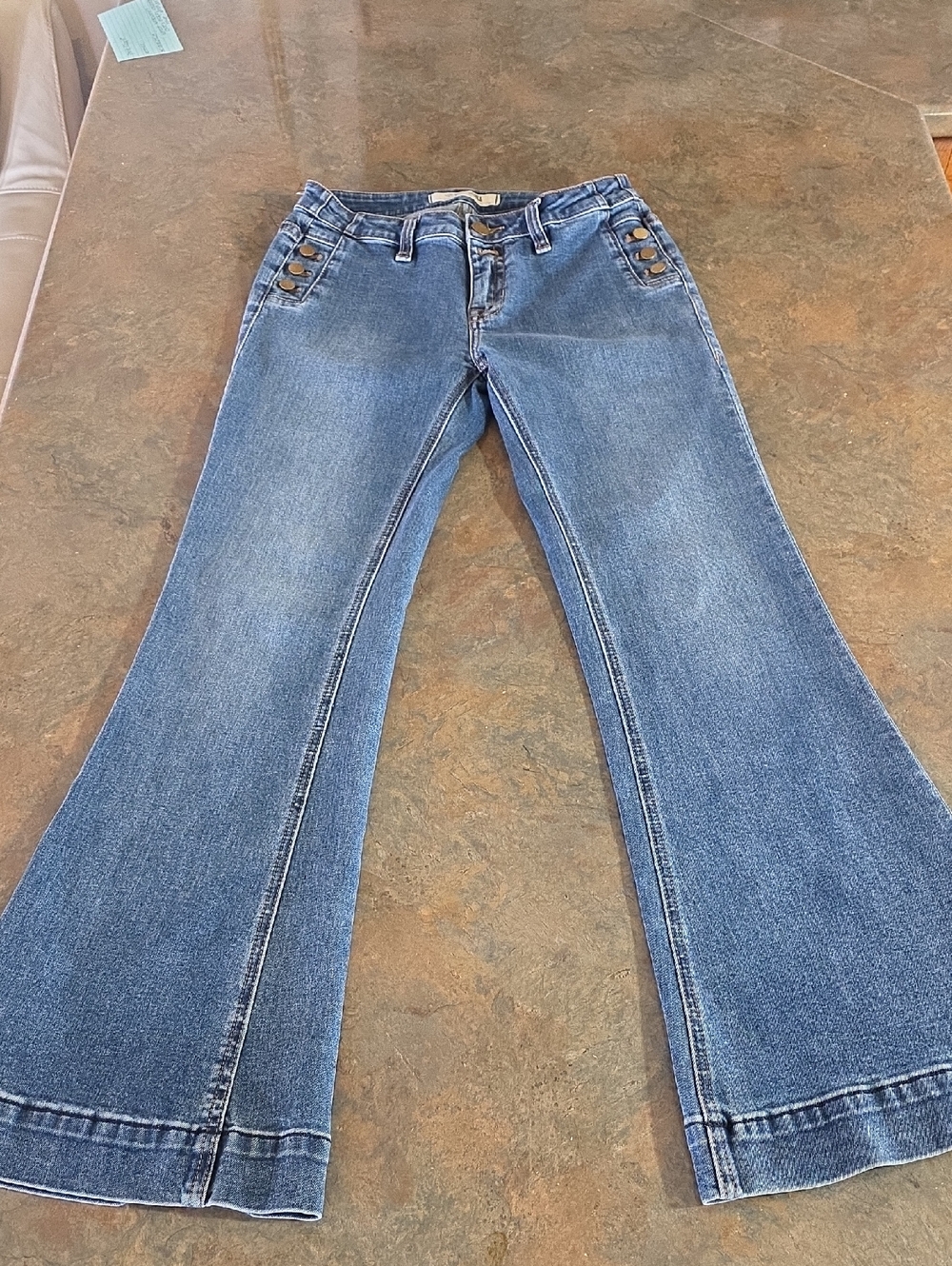 Rock & Roll Mid Rise Trouser Jeans with Decorative Pocket Buttons Size 26
